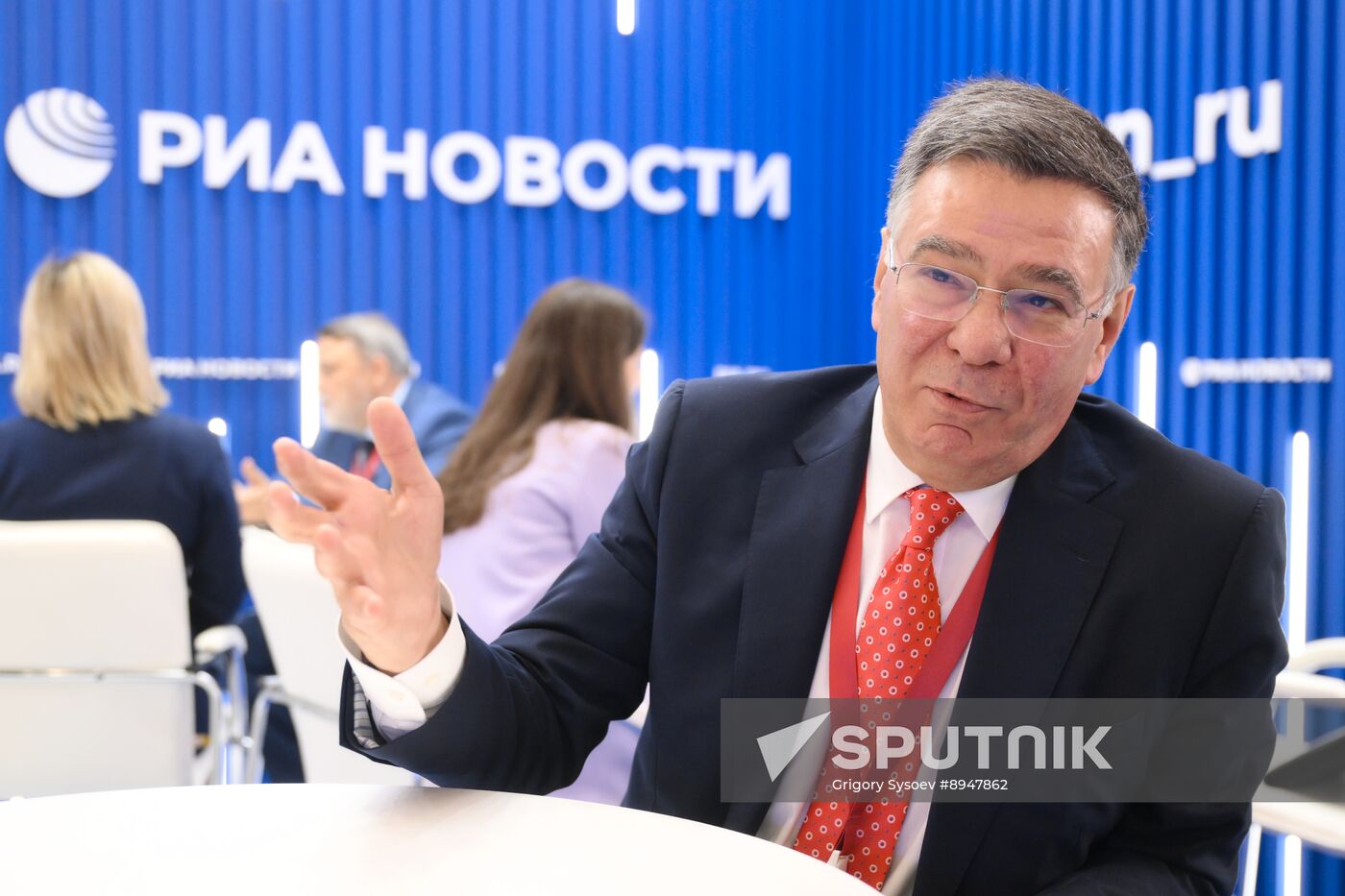 SPIEF-2025. RIA Novosti stand and Sputnik Radio studio