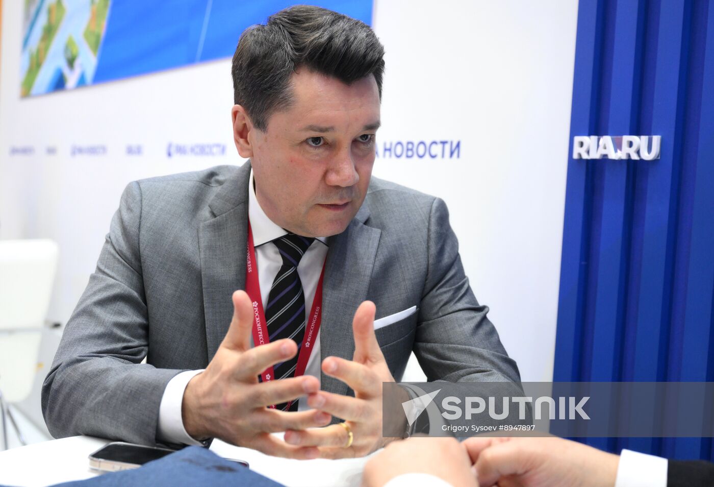 SPIEF-2025. RIA Novosti stand and Sputnik Radio studio