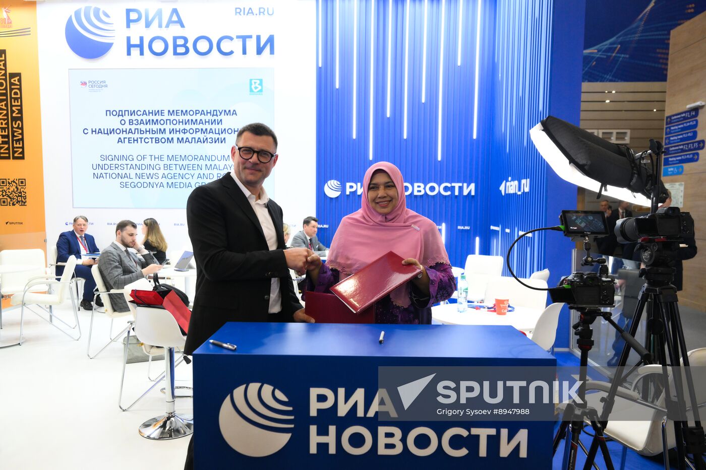 SPIEF-2025. RIA Novosti stand and Sputnik Radio studio