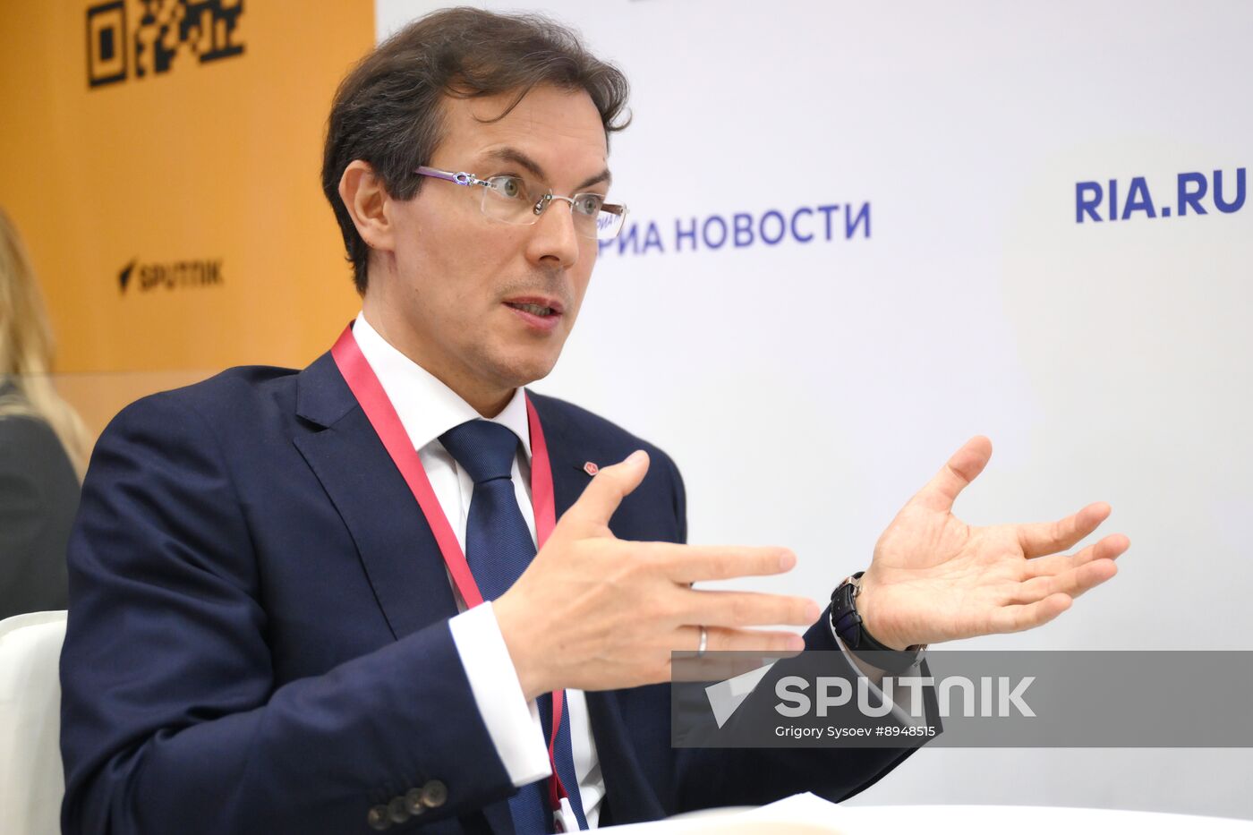 SPIEF-2025. RIA Novosti stand and Sputnik Radio studio