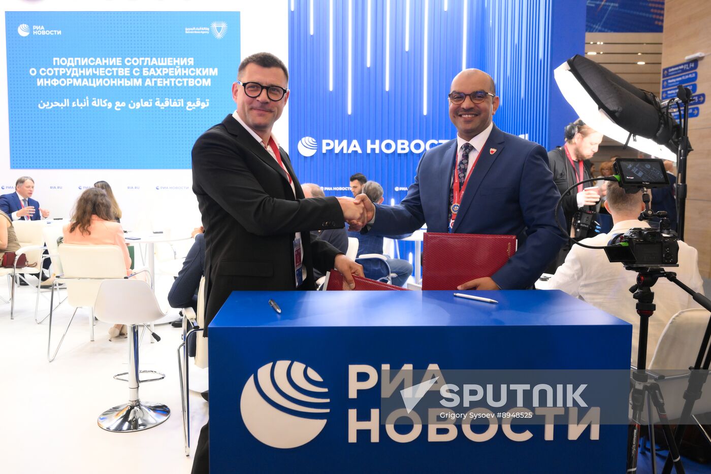SPIEF-2025. RIA Novosti stand and Sputnik Radio studio