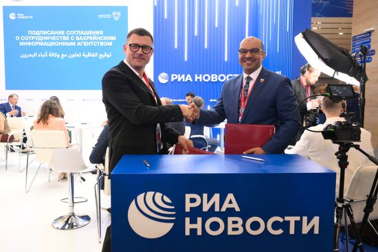 SPIEF-2025. RIA Novosti stand and Sputnik Radio studio