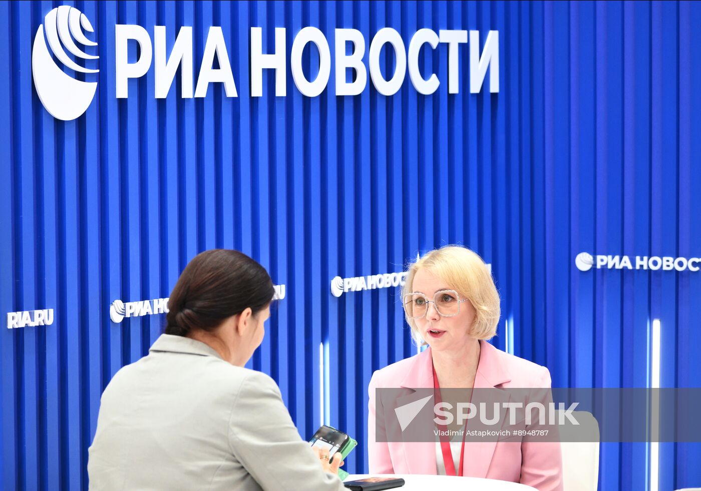 SPIEF-2025. RIA Novosti stand and Sputnik Radio studio