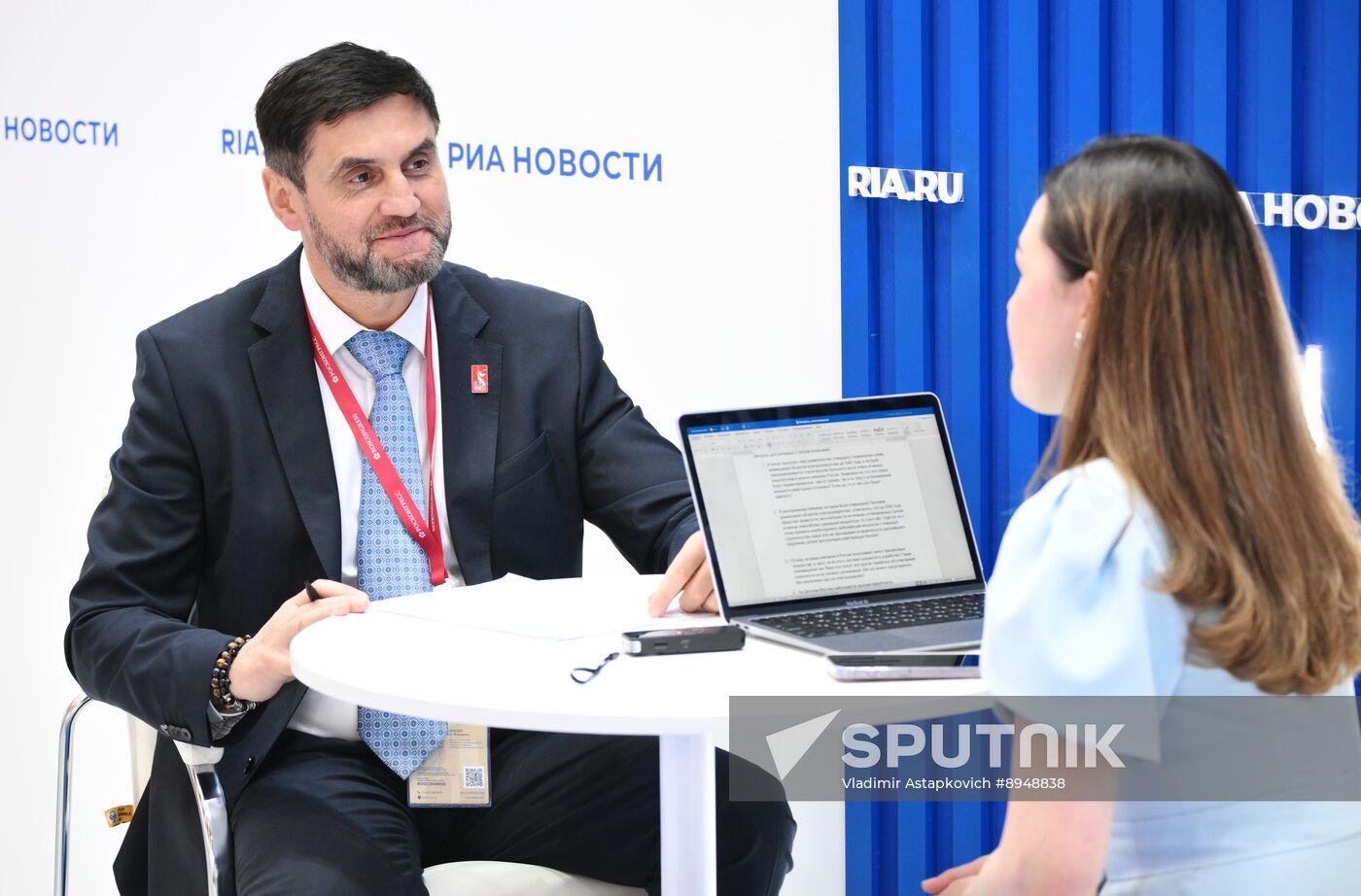 SPIEF-2025. RIA Novosti stand and Sputnik Radio studio