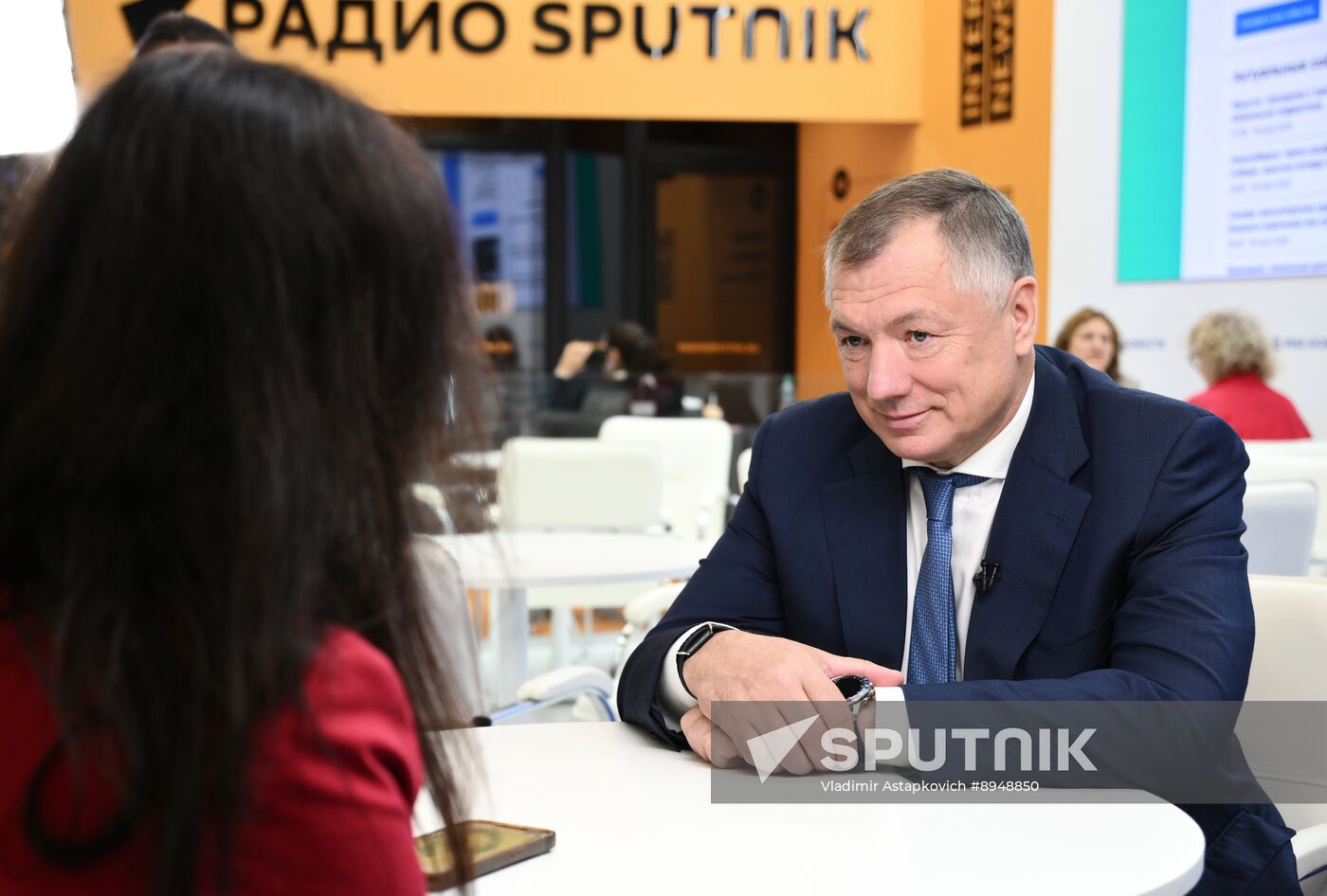 SPIEF-2025. RIA Novosti stand and Sputnik Radio studio