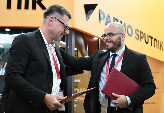 SPIEF-2025. RIA Novosti stand and Sputnik Radio studio