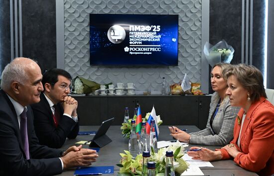 SPIEF-2025. Meeting of REC General Director V. Nikishina and Azerbaijan Deputy Prime Minister S. Mustafayev