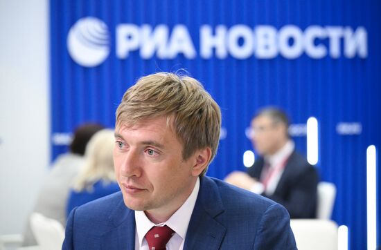 SPIEF-2025. RIA Novosti stand and Sputnik Radio studio