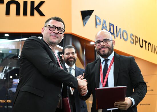 SPIEF-2025. RIA Novosti stand and Sputnik Radio studio