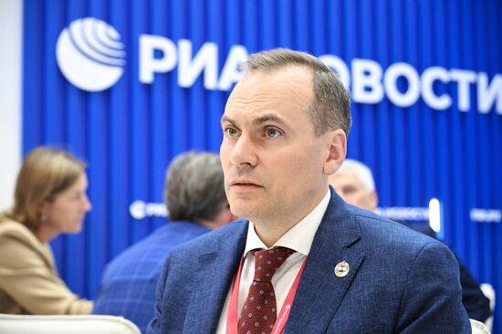 SPIEF-2025. RIA Novosti stand and Sputnik Radio studio