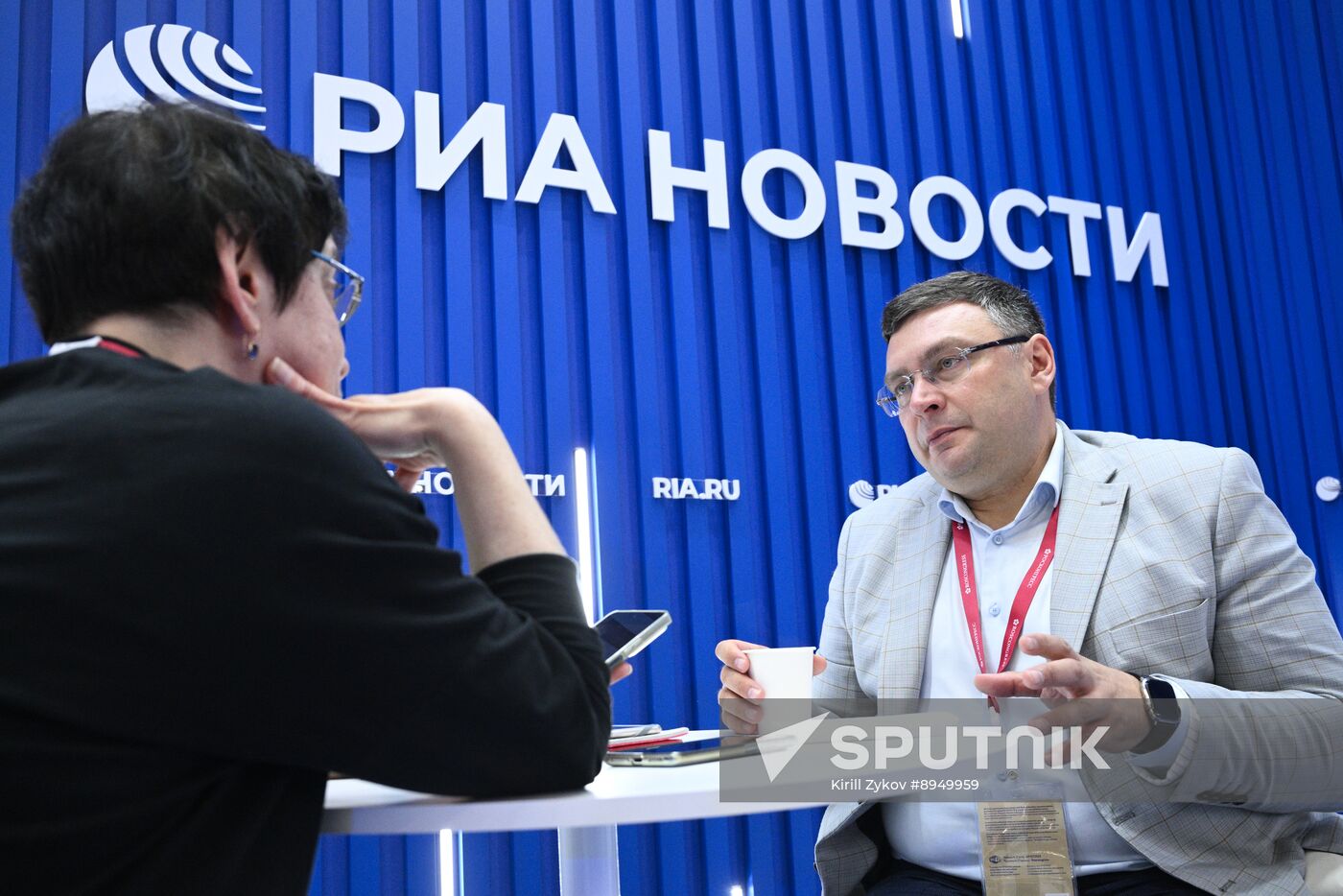 SPIEF-2025. RIA Novosti stand and Sputnik Radio studio