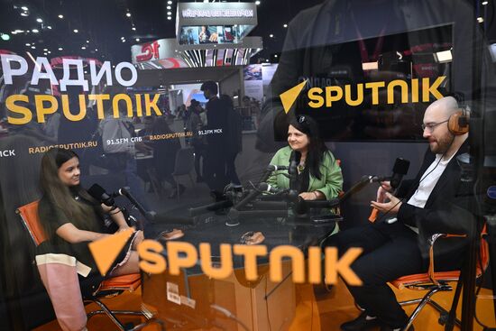 SPIEF-2025. RIA Novosti stand and Sputnik Radio studio