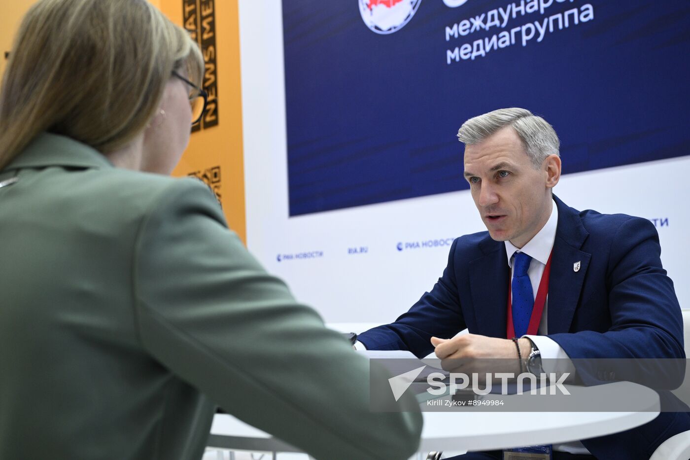SPIEF-2025. RIA Novosti stand and Sputnik Radio studio