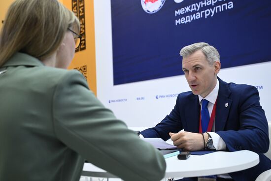 SPIEF-2025. RIA Novosti stand and Sputnik Radio studio