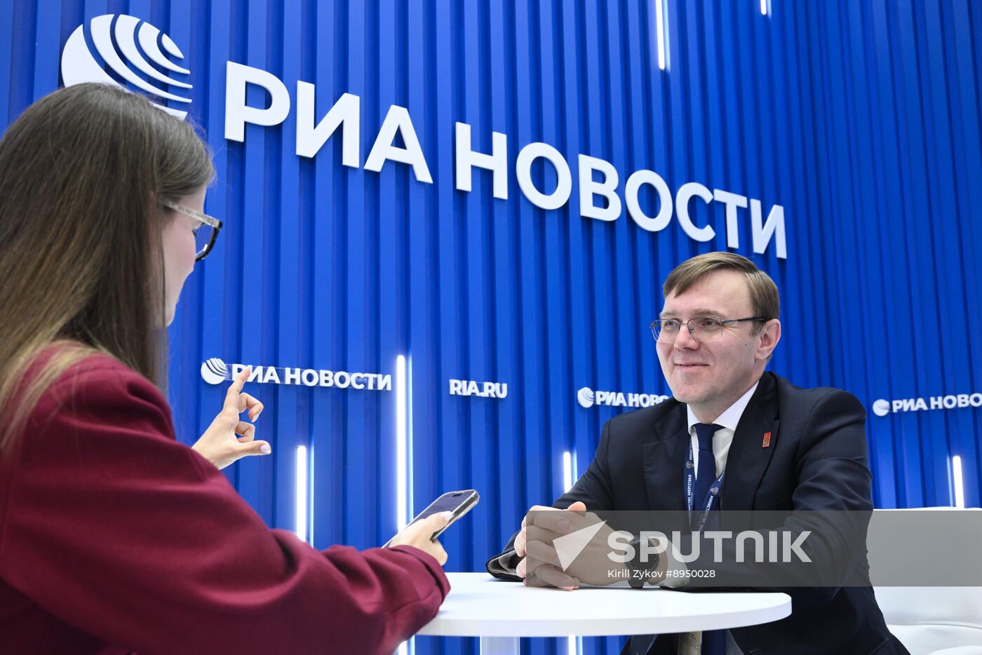 SPIEF-2025. RIA Novosti stand and Sputnik Radio studio