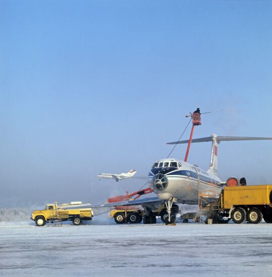 Tupolev Tu-134 passenger aircraft pre-flight operations