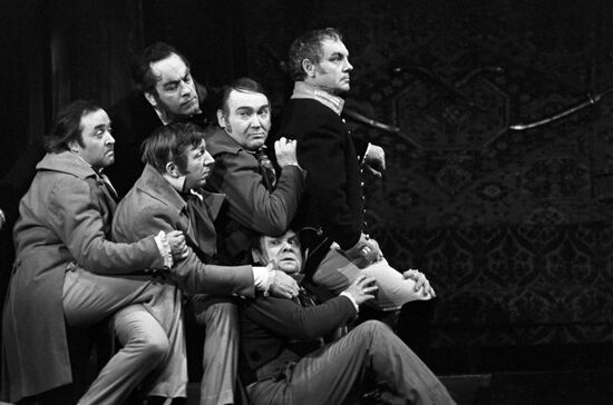 Scene from play "The Government Inspector" directed by Georgy Tovstonogov