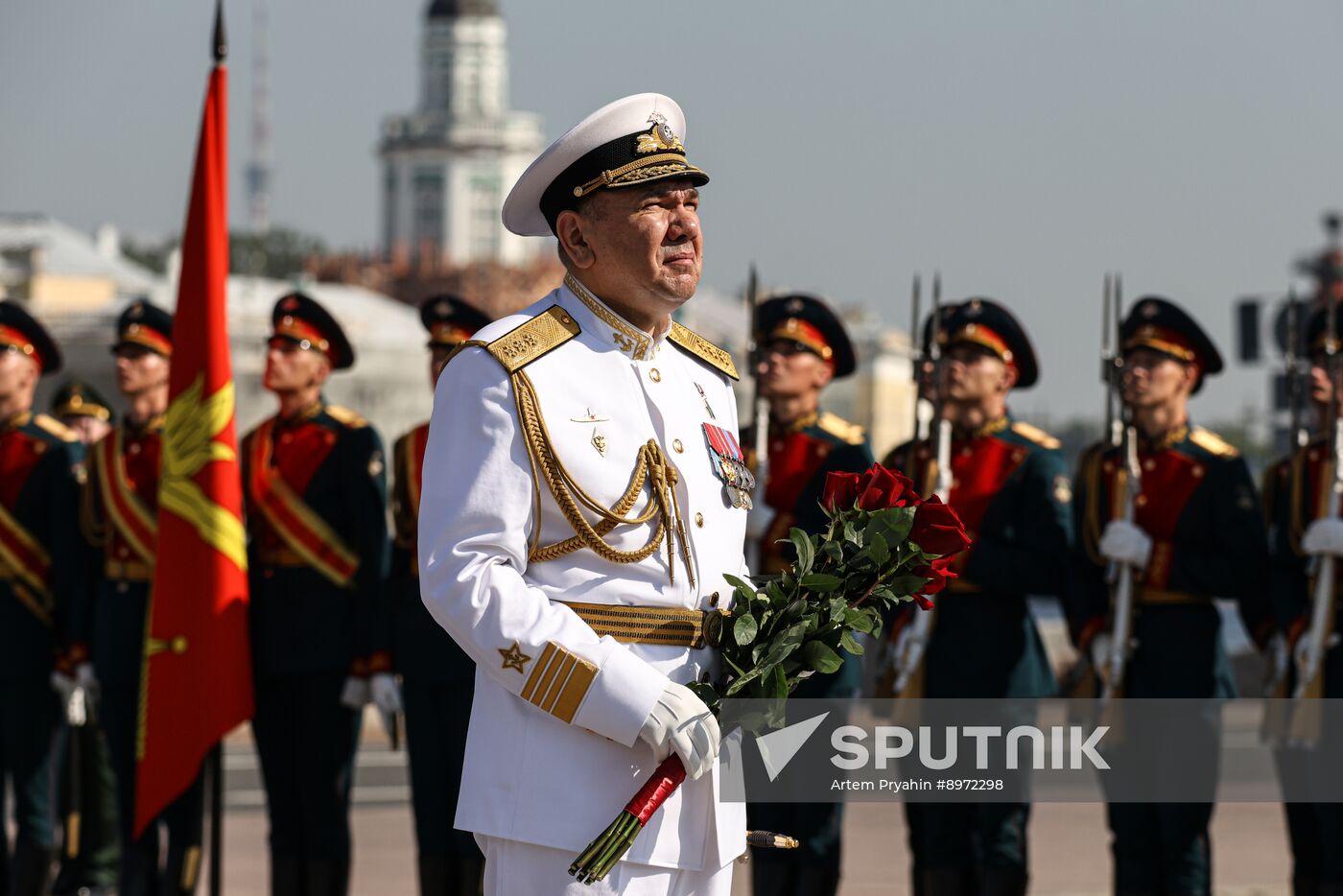 Russia Navy Day Flower Laying