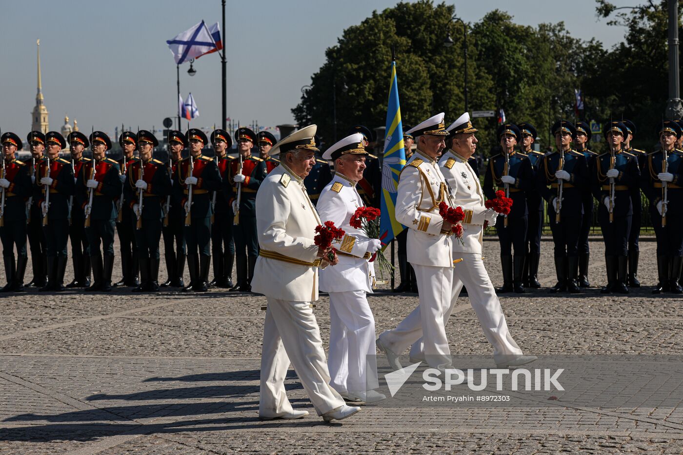 Russia Navy Day Flower Laying