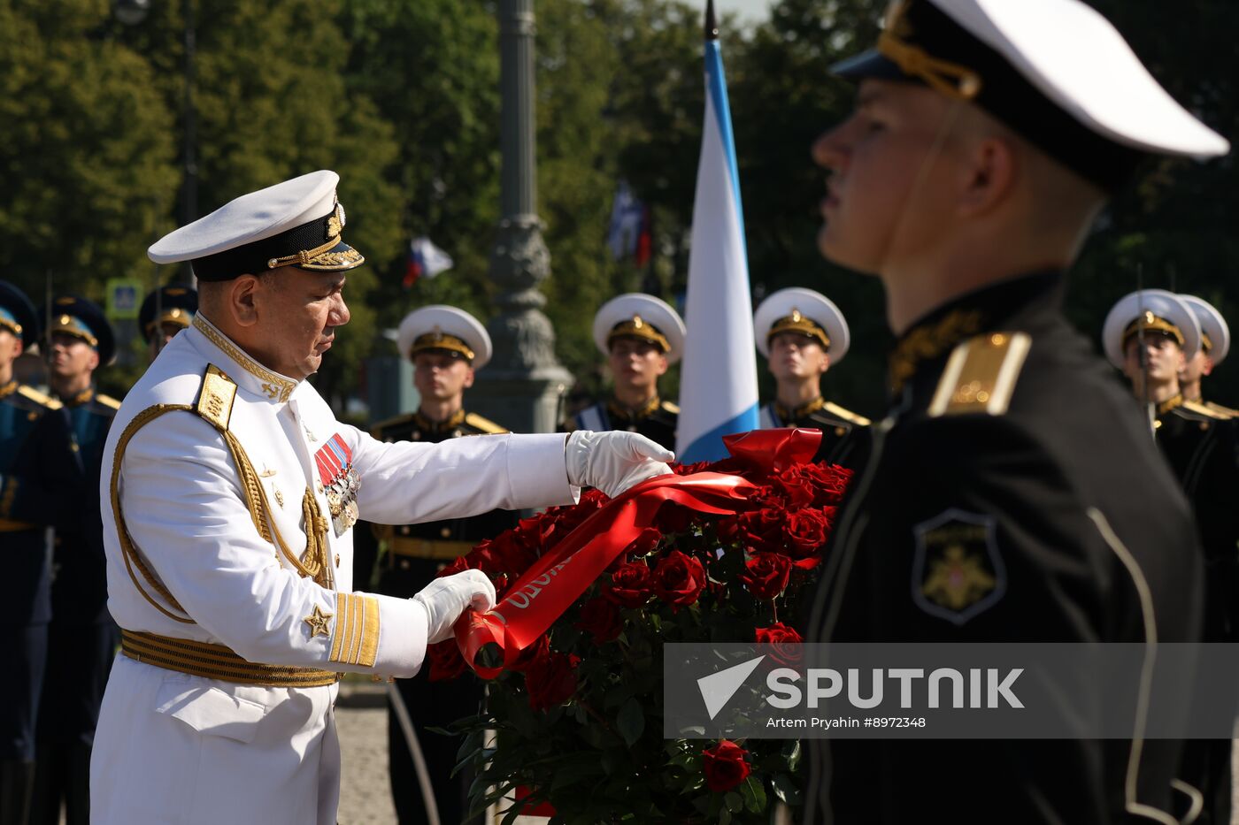 Russia Navy Day Flower Laying