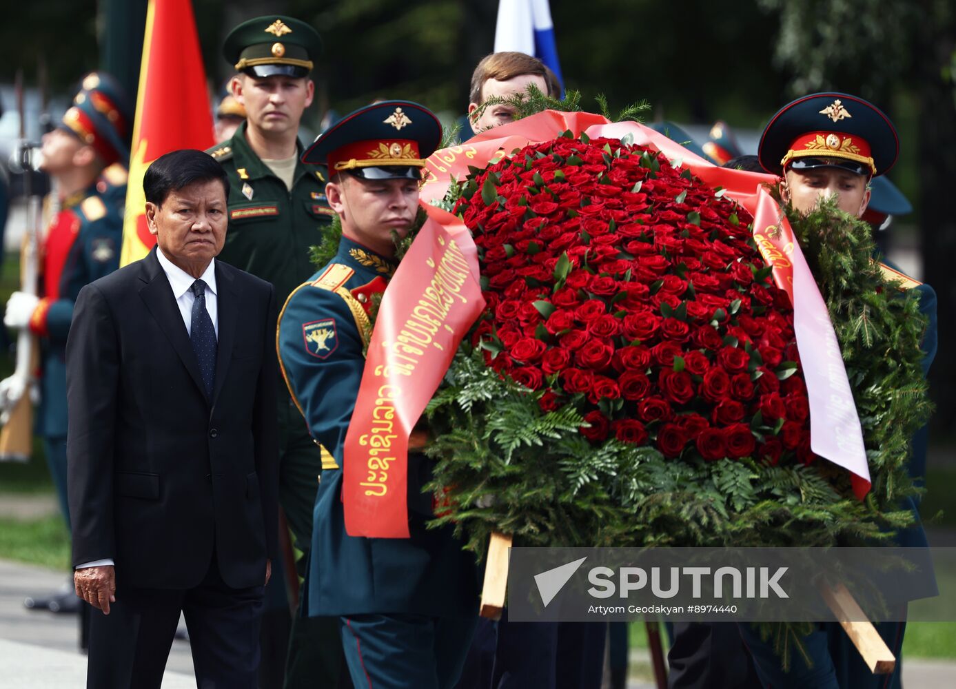Russia Laos Wreath Laying