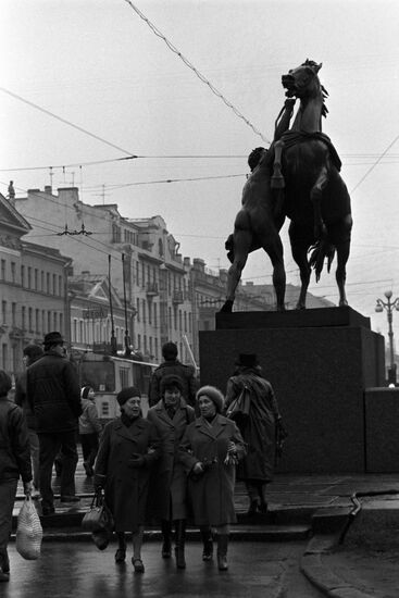 Anichkov Bridge in Leningrad