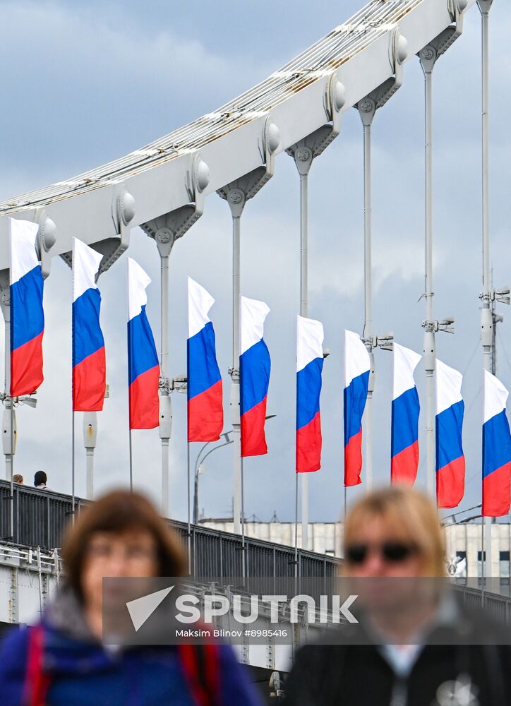 Russia National Flag Day Preparations