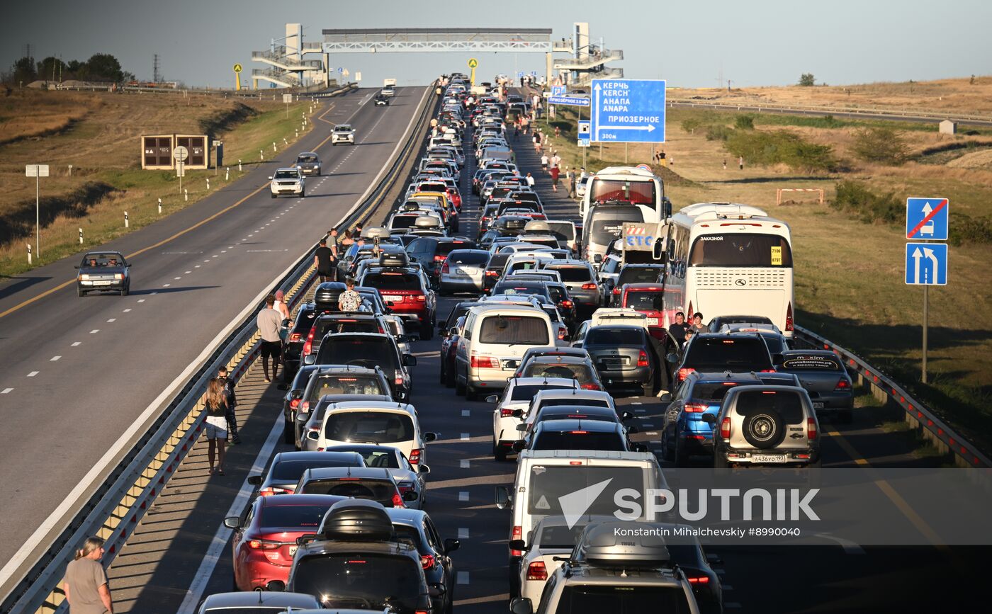 Russia Crimea Traffic Jam