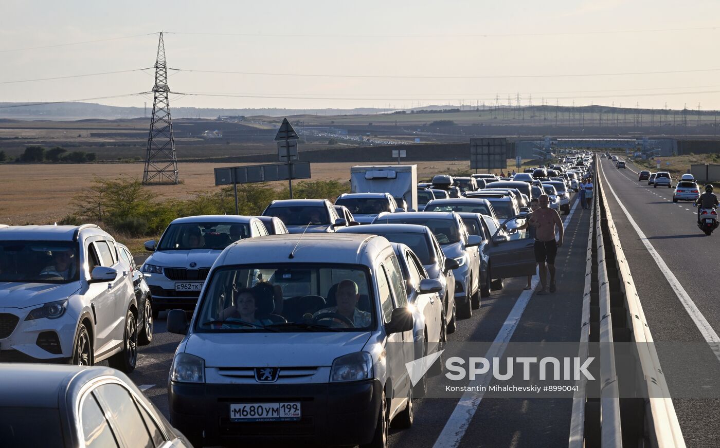 Russia Crimea Traffic Jam