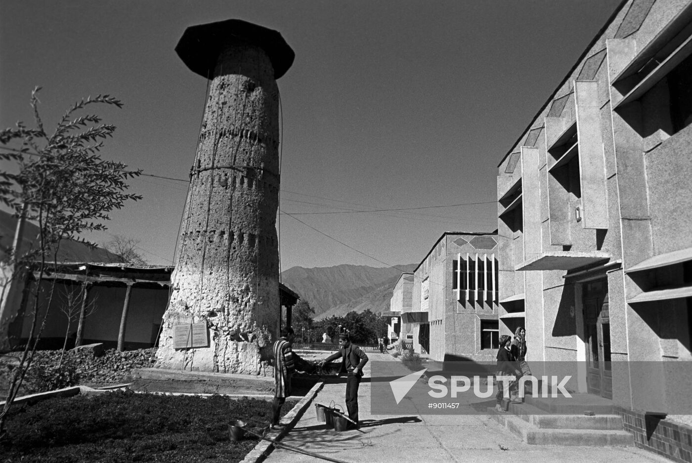 Varzi Manor ancient minaret in Ayni village, Tajikistan