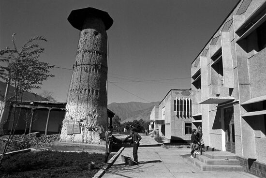 Varzi Manor ancient minaret in Ayni village, Tajikistan