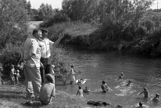 Writer Mikhail Alekseyev at home