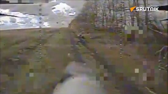 The Russian military has discovered and destroyed a Ukrainian ground robot with a FPV drone