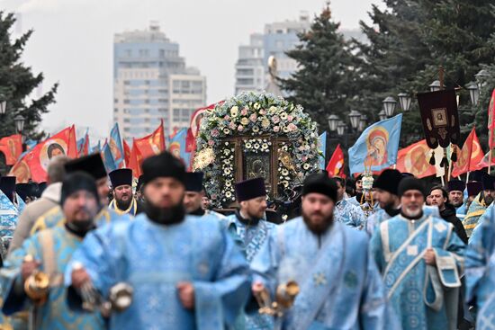 Russia Religion Kazan Icon Procession