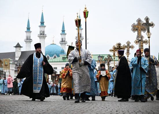 Russia Religion Kazan Icon Procession