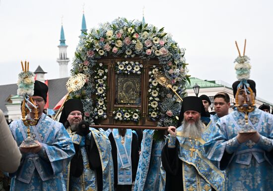 Russia Religion Kazan Icon Procession