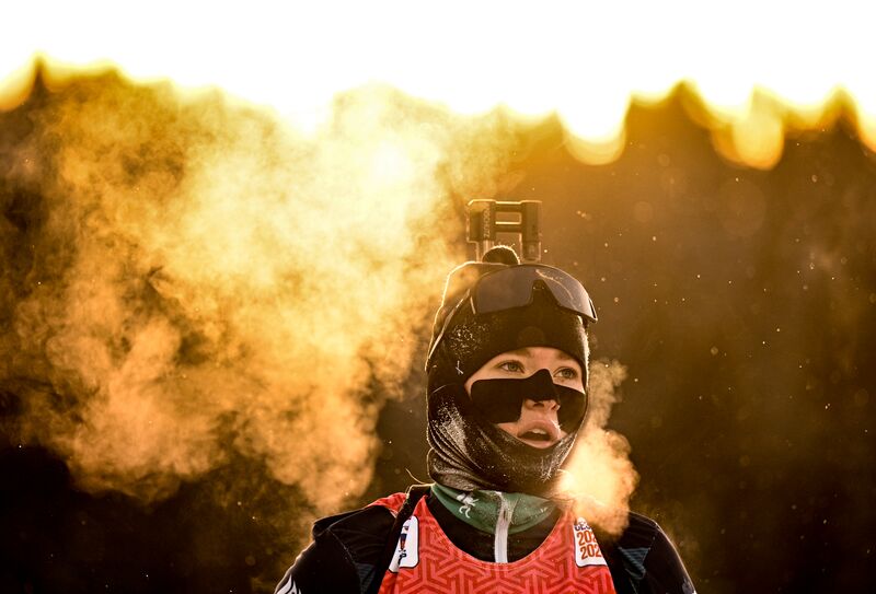 Anastasiia Ilienkova competes in the women's 7,5 km sprint event of the 1st stage of the Biathlon Russian Cup in Khanty-Mansiysk, Russia. Russia Biathlon Cup Women Sprint