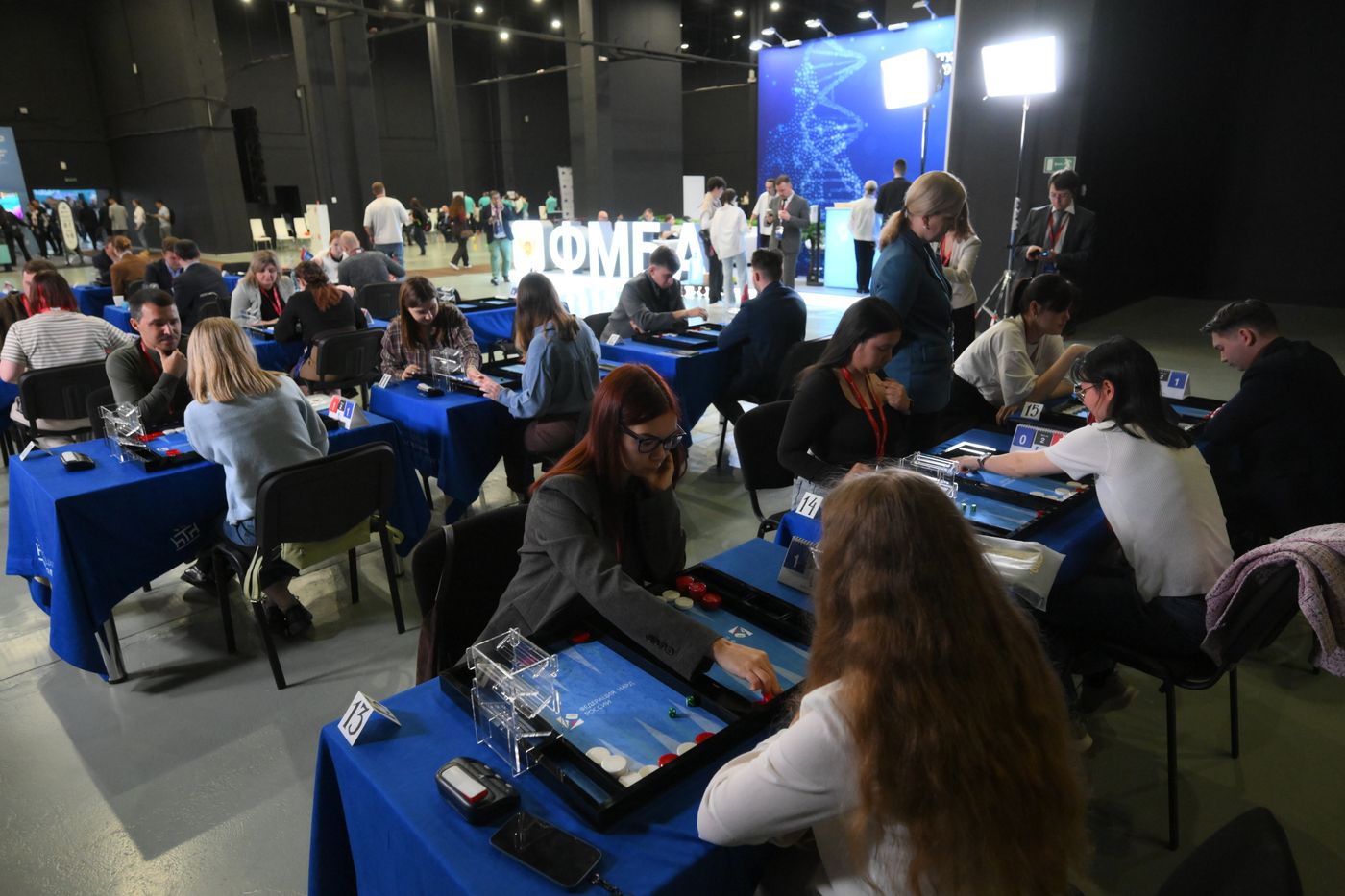 2025 Young Scientists Congress. Roscongress Backgammon Cup. Mind Sports Lounge, atrium of the Atom Hall
