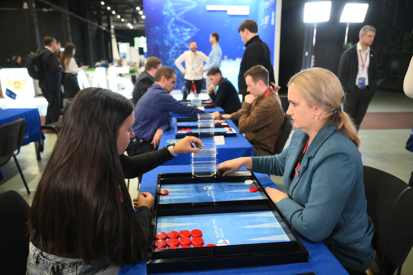 2025 Young Scientists Congress. Roscongress Backgammon Cup. Mind Sports Lounge, atrium of the Atom Hall