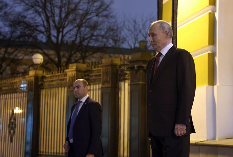 Russian President Vladimir Putin bids farewell to Hungarian Prime Minister Viktor Orban following their meeting at the Kremlin in Moscow, Russia. Russia Hungary