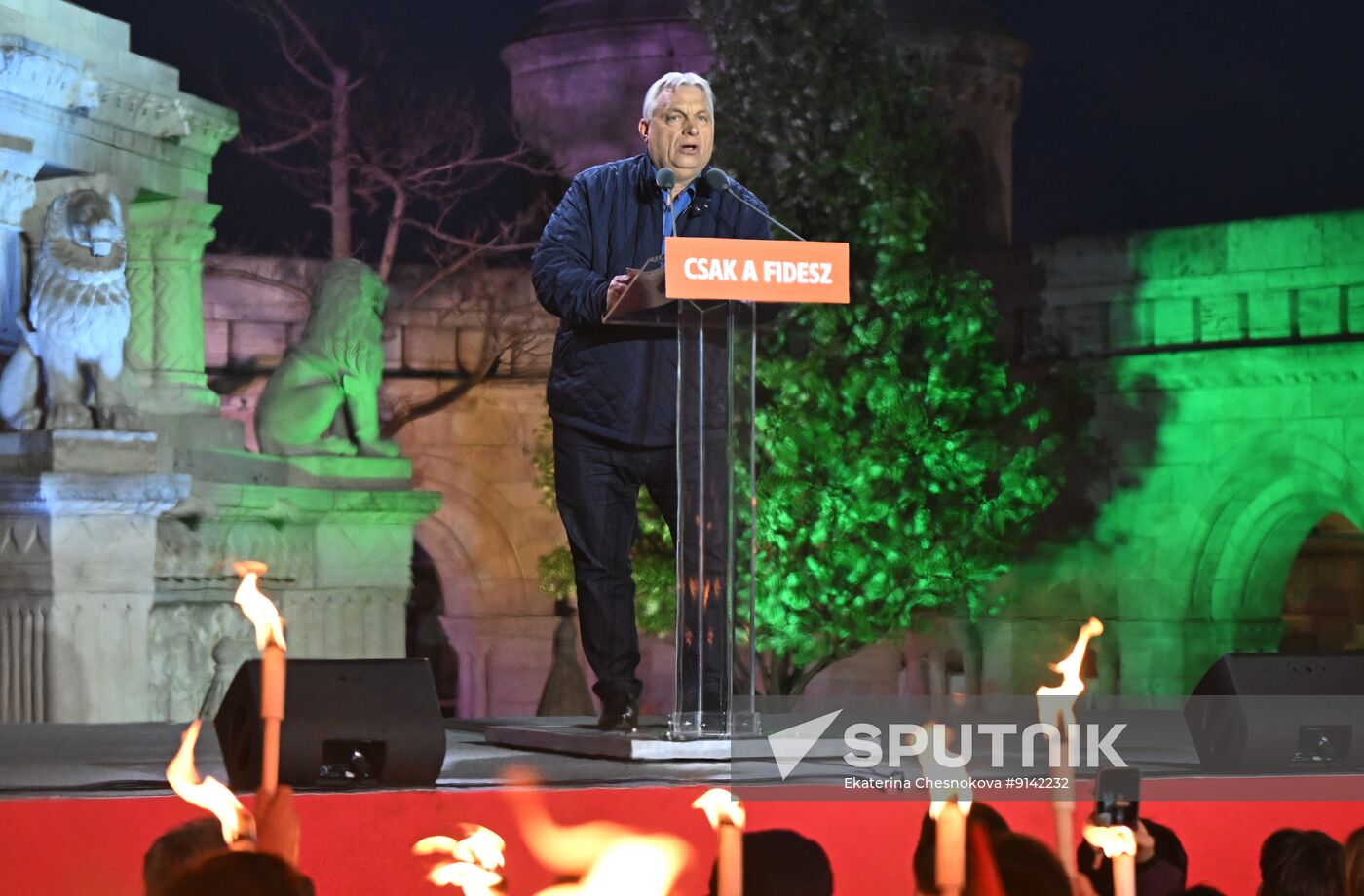 Hungary Parliamentary Election Orban Rally