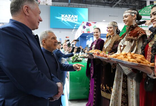 The 17th International Economic Forum Russia-Islamic World: KAZANFORUM 2026. From left: Marat Khusnullin, Russian Deputy Prime Minister; Rustam Minnikhanov, Head of the Republic of Tatarstan, Chairman of the Russia-Islamic World strategic vision group. Location: Russia, Republic of Tatarstan, Kazan. Author: Kristina Solovyova/Sputnik. KAZANFORUM 2026