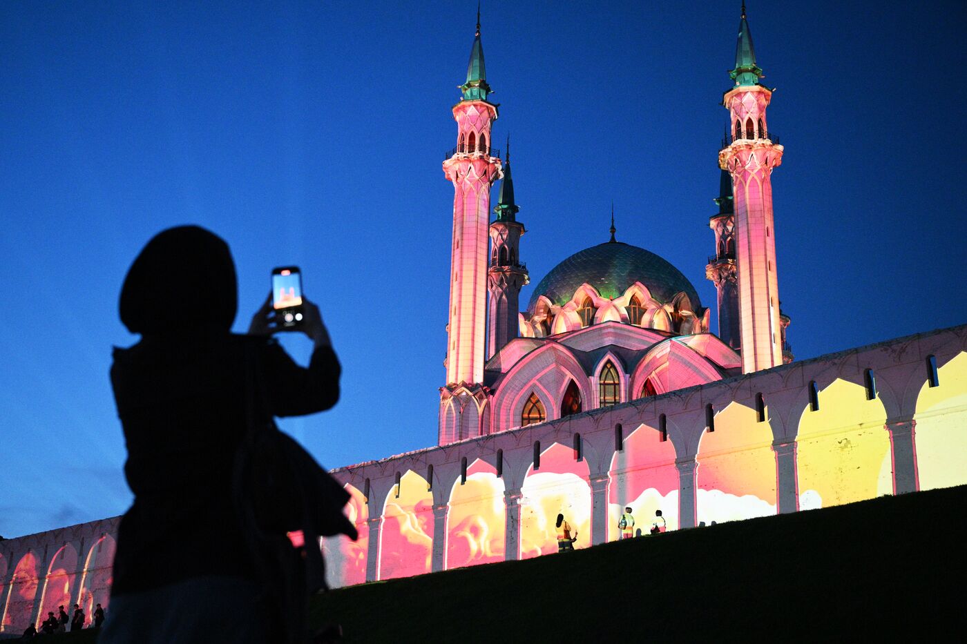 KAZANFORUM 2026. Zen light mapping show projected onto Kazan Kremlin walls