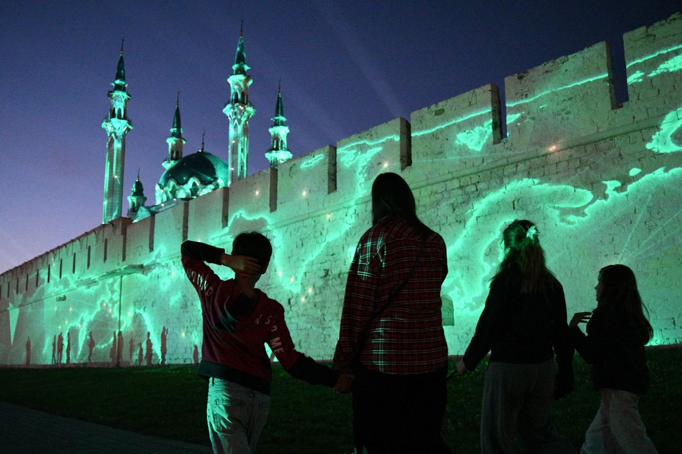 KAZANFORUM 2026. Zen light mapping show projected onto Kazan Kremlin walls