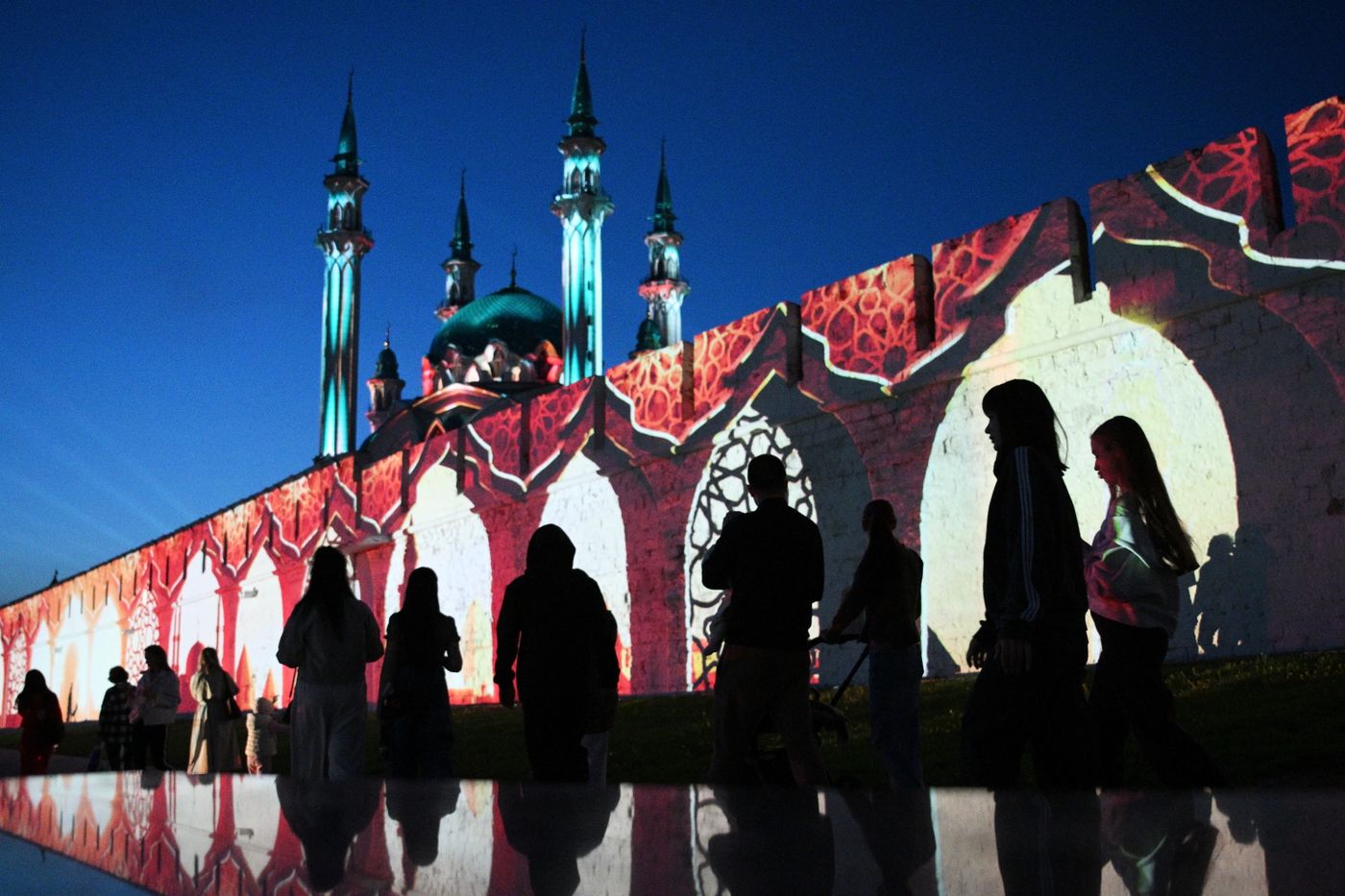 KAZANFORUM 2026. Zen light mapping show projected onto Kazan Kremlin walls