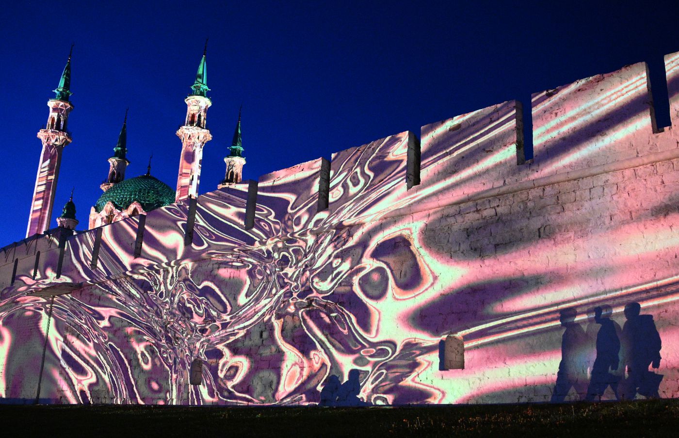 KAZANFORUM 2026. Zen light mapping show projected onto Kazan Kremlin walls