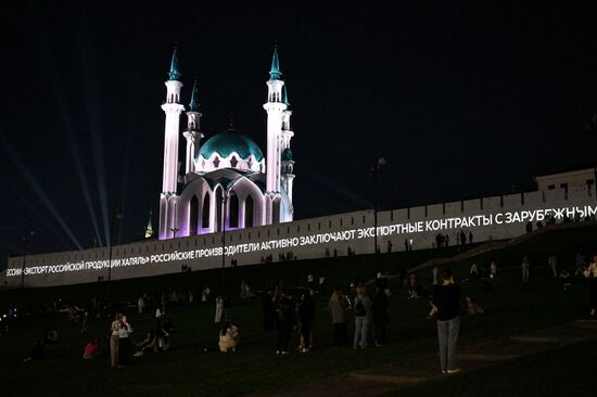 KAZANFORUM 2026. Zen light mapping show projected onto Kazan Kremlin walls