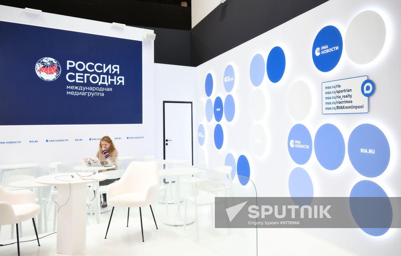 SPIEF-2026. RIA Novosti stand and Sputnik Radio studio