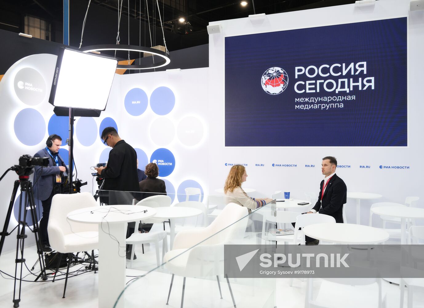 SPIEF-2026. RIA Novosti stand and Sputnik Radio studio