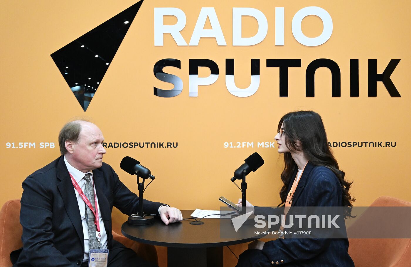 SPIEF-2026. RIA Novosti stand and Sputnik Radio studio